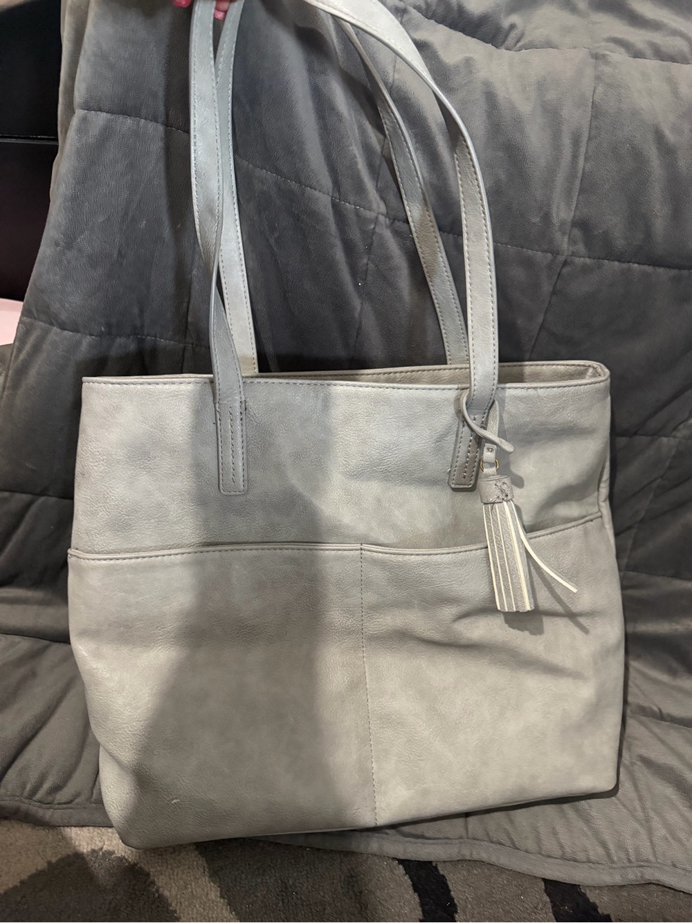 Sonoma Light Gray Tote Bag with Tassel